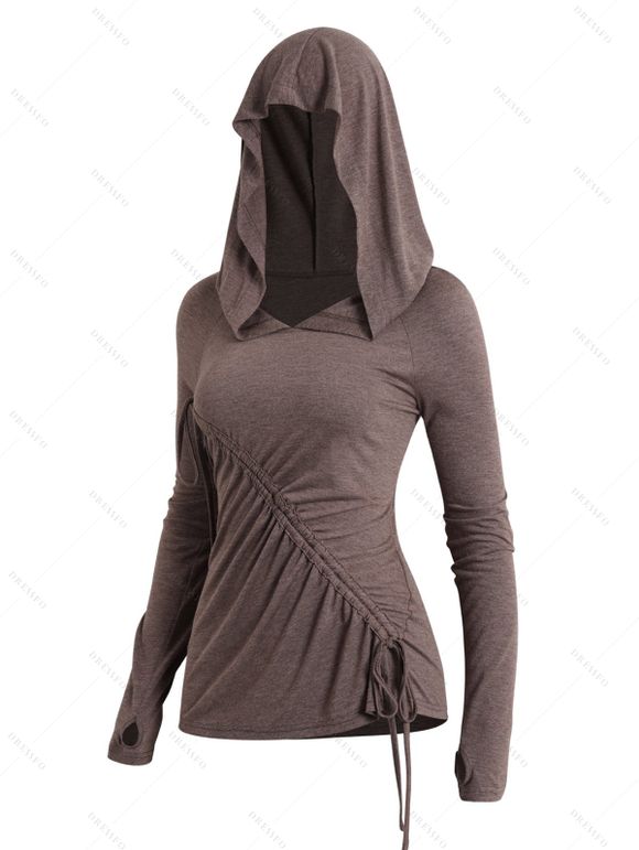 Haut à Capuche Décontracté à Manches Raglan - café XL | US 10