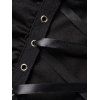 Haut gothique à lacets et volants, couleur unie, manches évasées, style décontracté - Noir XXL