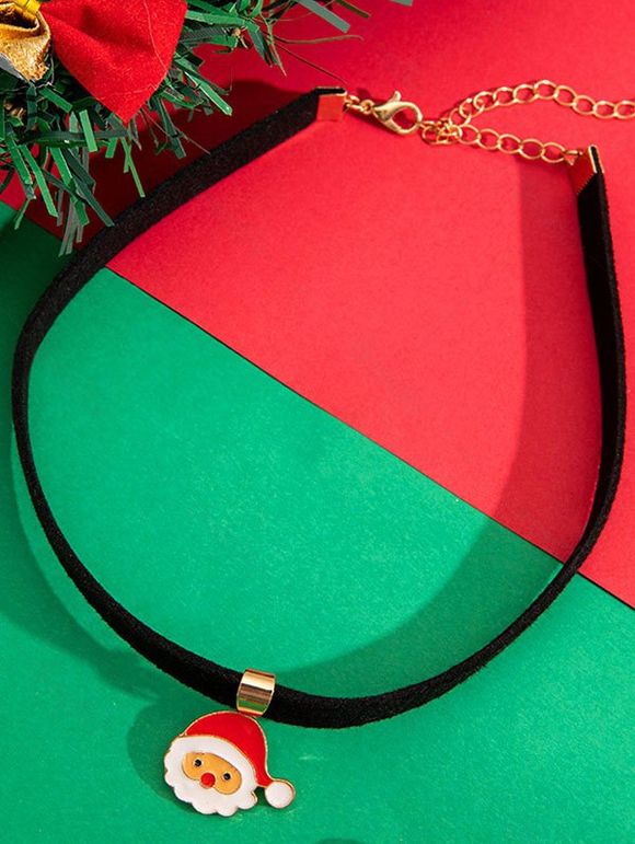 Collier Ras de Cou Réglable Motif Adorable Père Noël - Noir 