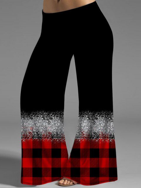 Plus Size & Curve Christmas Wide Leg Pants Elastic Waist Long Loose Pants