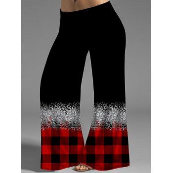 

Plus Size & Curve Christmas Wide Leg Pants Elastic Waist Long Loose Pants, Black