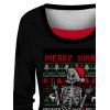 T-shirt Court Motif de Squelette Arbre de Noël en Blocs de Couleurs à Manches Longues Fausse Deux Pièces - Noir S | US 4
