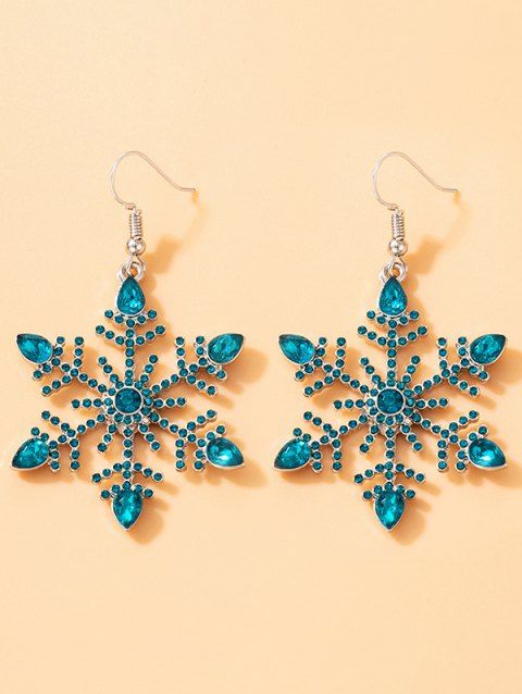 Artificial Diamond Snowflake Christmas Hook Drop Earrings