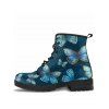 Allover Butterfly Print Lace Up Ankle Boots - Bleu Lierre EU 43