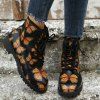 Allover Butterfly Print Lace Up Ankle Boots - Brun Doré EU 43