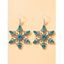 Boucles D'Oreilles Pendantes de Noël Au Crochet Flocon de Neige en Diamant Artificiel - Ciel Bleu Foncé 