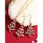 Ensemble de Boucles D'Oreilles Au Crochet et de Collier Pendant Sapin de Noël avec Chaîne - multicolor 