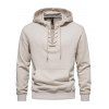 Sweat à Capuche Décontracté en Couleur Unie avec Poche Kangourou à Lacets - Abricot XL