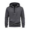 Sweat à Capuche Décontracté en Couleur Unie avec Poche Kangourou à Lacets - Gris 3XL