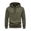 Sweat à Capuche Décontracté en Couleur Unie avec Poche Kangourou à Lacets - Vert profond 3XL