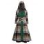 Ensemble de Manteau à Capuche Long Ethnique à Bretelle en Tricot à Lacets - Vert profond XXL | US 14