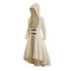 Twist Textured Long Hooded Knit Coat Solid Color Button Strap Knitted High Low Coat