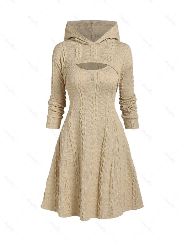 Ensemble Boucles D'oreilles et Robe en Maille Torsadée à Lacets - multicolor S | US 4