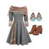 Robe Plissée Au Crochet Convertible Rayée à Talon Epais à Lacets - multicolor S | US 4