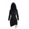 Mini Robe à Capuche Gothique Crâne et Soleil Imprimés à Lacets - Noir S | US 4