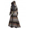 Manteau à Capuche Long Ligne A en Tricot Ouvert en Avant Motif de Cerf et Flocon de Neige - multicolor M | US 6