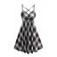 Mini Robe Décontractée à Carreaux à Bretelle Fine Croisée à Taille Haute à Volants - Vert profond L | US 8-10