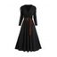 Robe Mi-Longue Superposée Ceinturée Plongeante à Taille Haute en Couleur Unie à Volants - Vert profond XXL | US 14