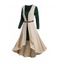 Robe Courte en Maille Côtelée à Manches Longues et Col Plongeant - Vert profond XL | US 12