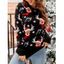 Pull Rayé à Col Ras du Cou à Motif de Noël - Noir M | US 6