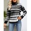 Pull Tribal Géométrique Contrasté Graphique à Goutte Epaule à Col Roulé - Noir M | US 6
