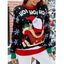 Pull à Col Ras-de-Cou Motif Vilain Père Noël et Flocons de Neige - Noir M | US 6