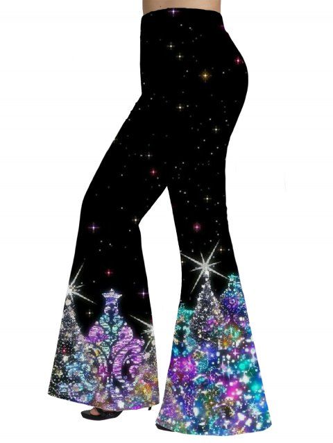 Pantalon Évasé Long Imprimé Sapin de Noël 3D Grande Taille