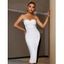 Robe Mi-longue Moulante à Fente Latérale à Deux Tons sans Bretelles - Blanc L | US 8