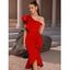 Robe de Soirée Moulante Asymétrique à Une Épaule Nue - Rouge L | US 8