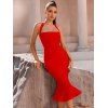 Robe Mi-longue Moulante Couleur Solide à Fermeture Éclair - Rouge L | US 8