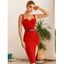 Robe de Soirée Moulante Mi-longue à Taille Haute - Rouge L | US 8