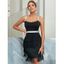 Mini Robe de Soirée Moulante Contrasté à Bretelle à Frange - Noir L | US 8