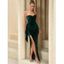 Robe de Soirée Moulante Longue à Fente Élevée à Paillettes en Velours - Vert profond L | US 8