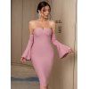 Robe Mi-Longue de Soirée Moulante Zippée Au Dos à Manches Evasées - Violet clair L | US 8