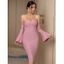 Robe Mi-Longue de Soirée Moulante Zippée Au Dos à Manches Evasées - Violet clair L | US 8