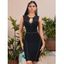 Mini Robe de Soirée Moulante Découpée à Rivets à Dos Zippé - Noir L | US 8