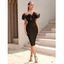 Robe de Soirée Moulante Courte Fendue à Épaules Dénudées - Noir L | US 8