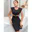 Robe de Soirée Moulante Courte à Découpe avec Strass - Noir L | US 8