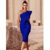 Robe de Soirée Moulante à Dos Fendu à Une Épaule Nue - Bleu profond S | US 4