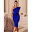 Robe de Soirée Moulante à Dos Fendu à Une Épaule Nue - Bleu profond S | US 4
