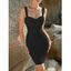 Mini Robe de Soirée Moulante Zippée Au Dos en Couleur Unie - Noir L | US 8