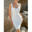 Mini Robe de Soirée Moulante Zippée Au Dos en Couleur Unie - Blanc S | US 4