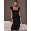 Robe Moulante à Volant en Couleur Unie avec Fente Au Dos - Noir L | US 8