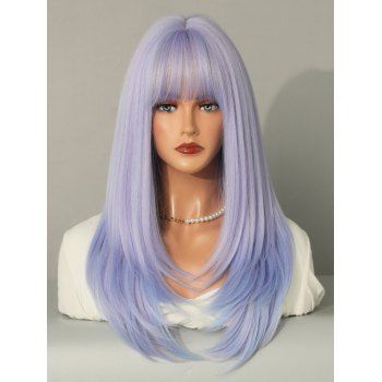 

Long Full Bang Tail Adduction Straight Anime Synthetic Wig, Purple