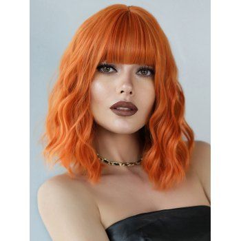 

Medium Full Bang Wavy Cosplay Synthetic Wig, Orange