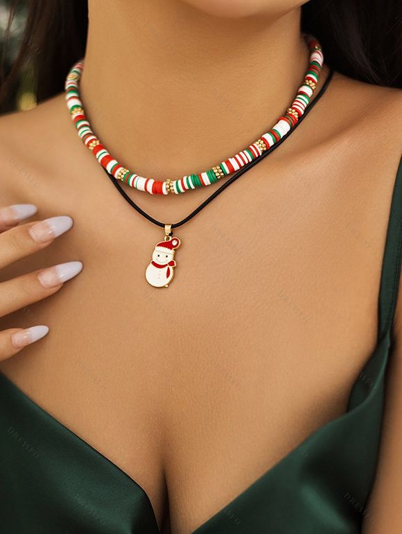Collier Ras-du-Cou de Noël Perlé Mignon Superposé - multicolor A 1PC