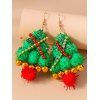Boucles D'Oreilles Pendantes Au Crochet Perle Design Sapin de Noël - Vert profond 1 PAIR