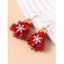 Boucles D'Oreilles Pendantes Crochets Motif Sapin de Noël Perles et Etoiles - Rouge 1 PAIR