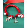 Bracelet Perlé en Forme D'Adorable Père Noël avec Perle Fantaisie et Sapin de Noël - Rouge 1PC