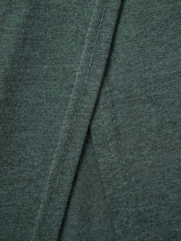 Robe Mi-longue à Soleil et Lune en Blocs de Couleurs à Epaule Dénudée à Manches Longues à Lacets - Vert profond M | US 6